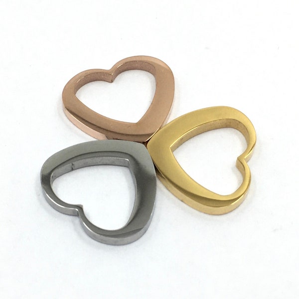 18K Gold Plated Free Flow Heart Bead, heart Pendant, Small Gold Heart Pendant, Heart shaped loop, Heart Bracelet Canadian Supplier