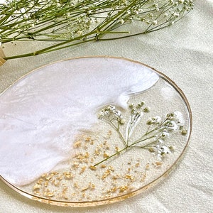 Baby's Breath 4" resin coaster