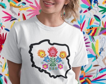 Polska T-Shirt, Poland Shirt, Poland Folk Design T, Polish Pride Shirt, Polish Heritage Gift, Cute Polish Folk T, Short-Sleeve Unisex Shirt