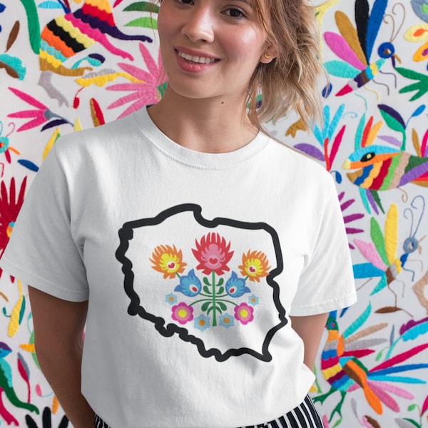 Polska T-Shirt, Poland Shirt, Poland Folk Design T, Polish Pride Shirt, Polish Heritage Gift, Cute Polish Folk T, Short-Sleeve Unisex Shirt