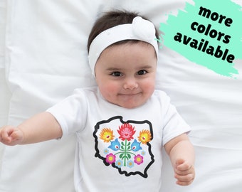 Polska Map Oneise, Poland Folk Wycinanka Design, Polish Pride Onesie, Polish Heritage Gift, Cute, Short-Sleeve baby onesie, perfect gift