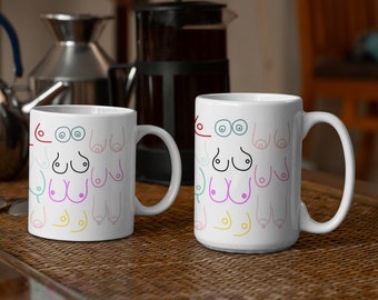 Boob Mug, Boobies Coffee Cup Colorful, Breastfeeding Gift, Lactation Consultant Gift, Doulas Gift, Nursing Mamas, Body Positivity Gift