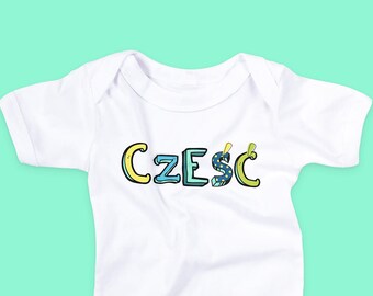 Polish Baby Onesie, Polska Baby Outfit, Czesc Baby Onesie, Poland baby clothes, Polish pregnancy announcement, gender reveal, Polish words