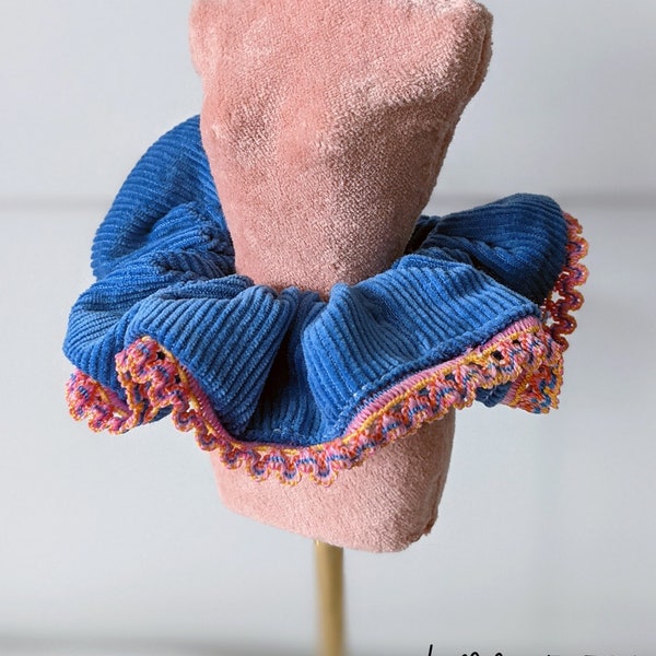 Throwback Scrunchie - Pastel Blue Mini Corduroy #1! A handmade hair accessory for ponytails