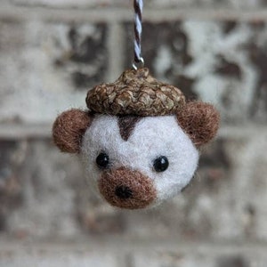 Hedgehog: Wool Felted Ornament Pendant Fall Acorn Scout image 1