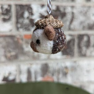 Hedgehog: Wool Felted Ornament Pendant Fall Acorn Scout image 2