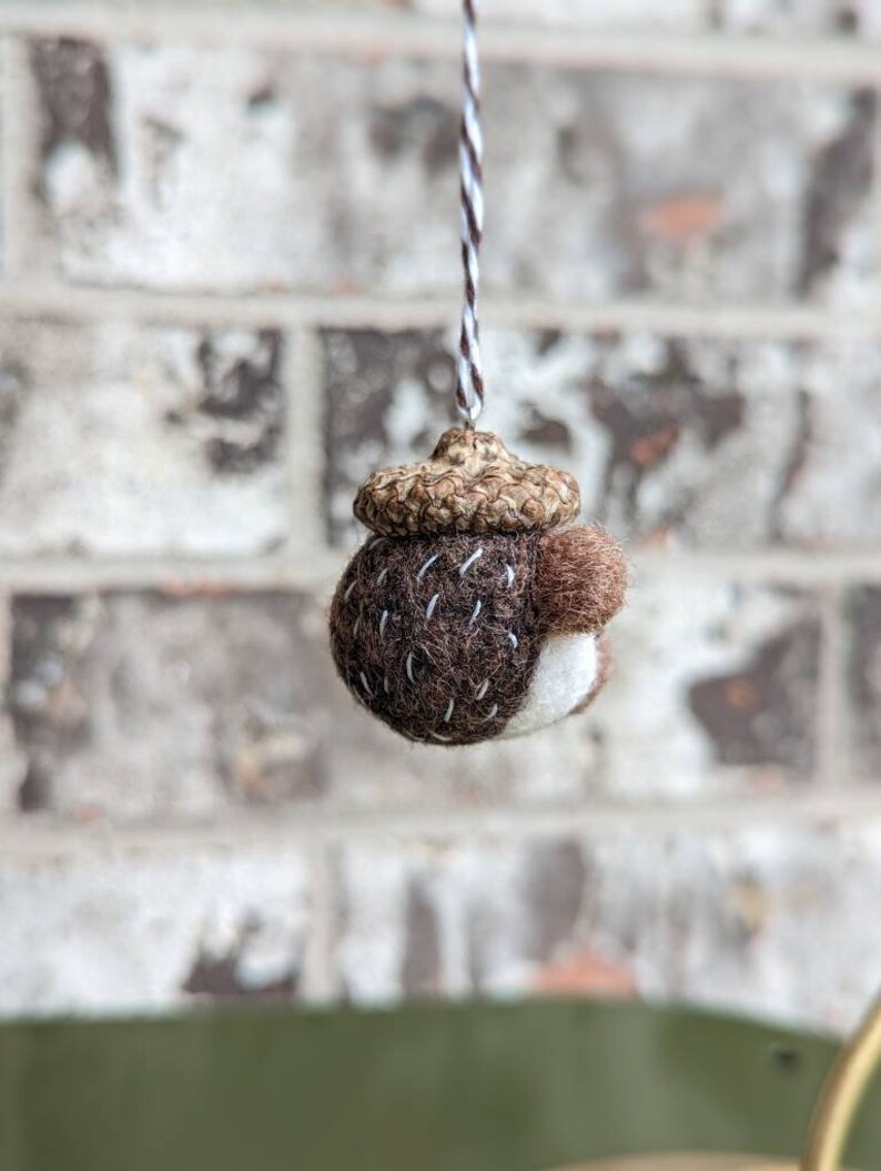 Hedgehog: Wool Felted Ornament Pendant Fall Acorn Scout image 3