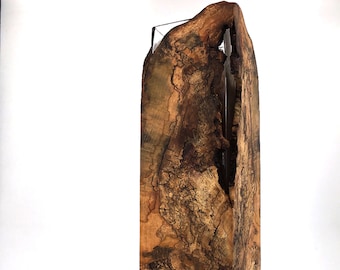 Burl wood vase, spalted with removable glass insert: Menhir