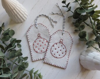 Reusable Christmas Gift Tags - Hand Embroidered - Set of 2
