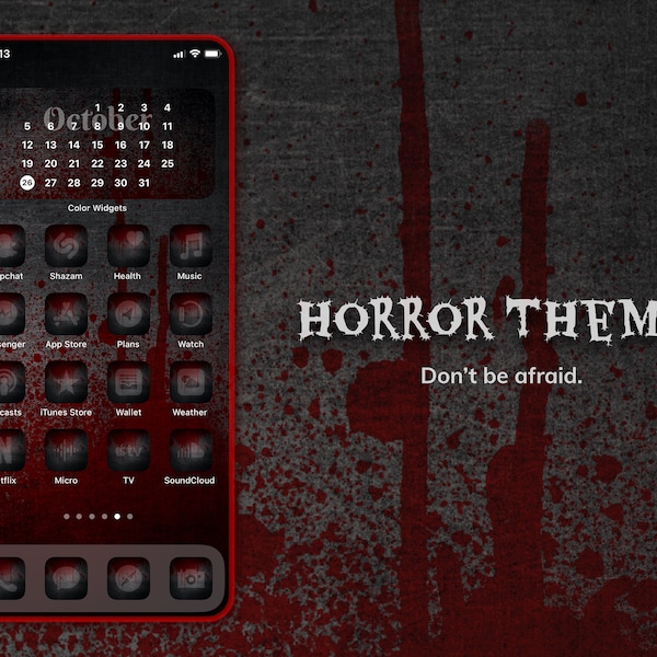 iOS 14 App Icons Pack Halloween Horror Theme Wallpaper Red Dark Blood iPhone ios14 home screen