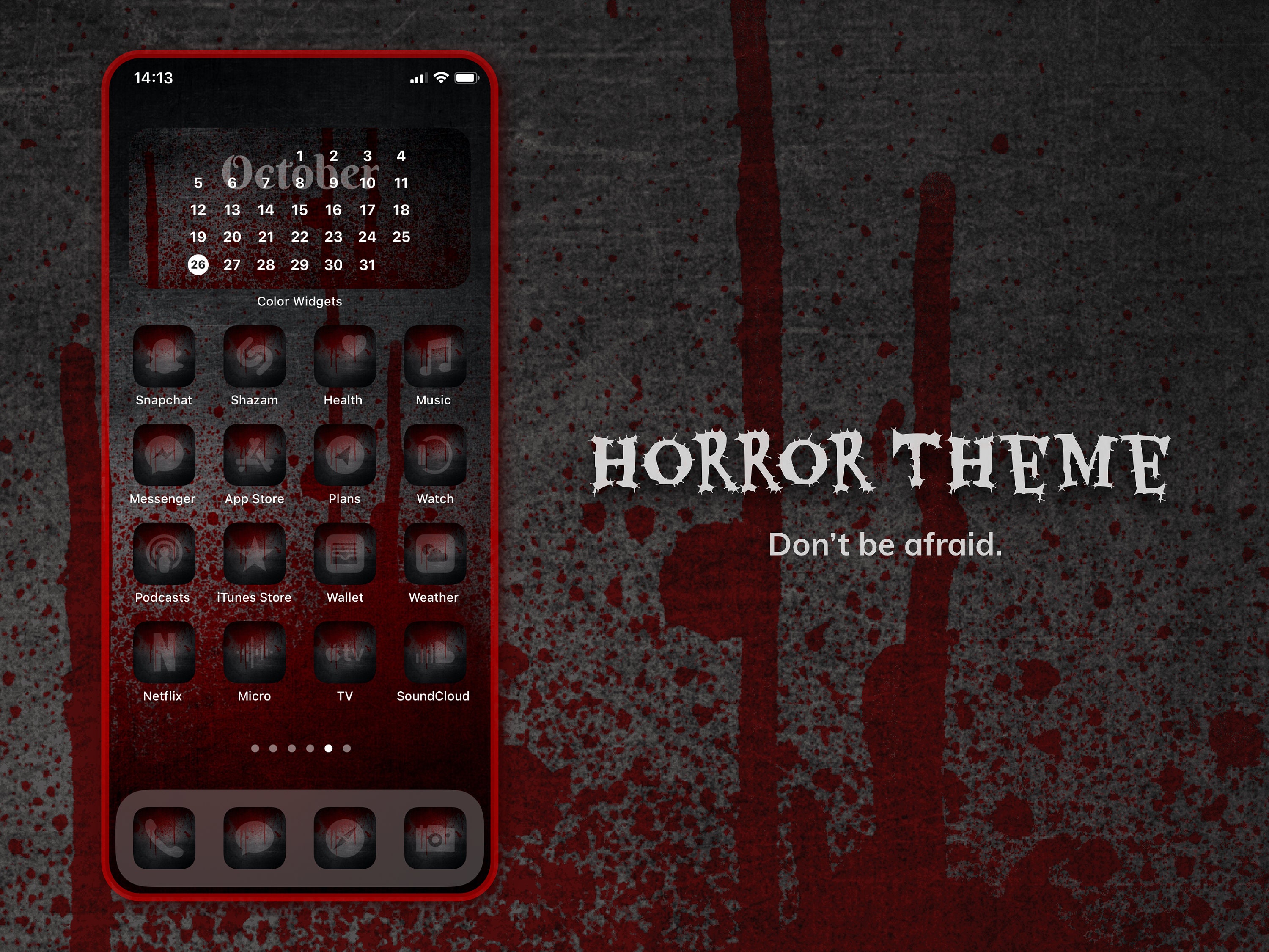Ios 14 App Icons Pack Halloween Horror Theme Wallpaper Red Etsy Ireland