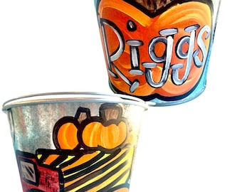 すべてのテーマに合わせたカスタム手描きトリックオアトリートハロウィンバケツ