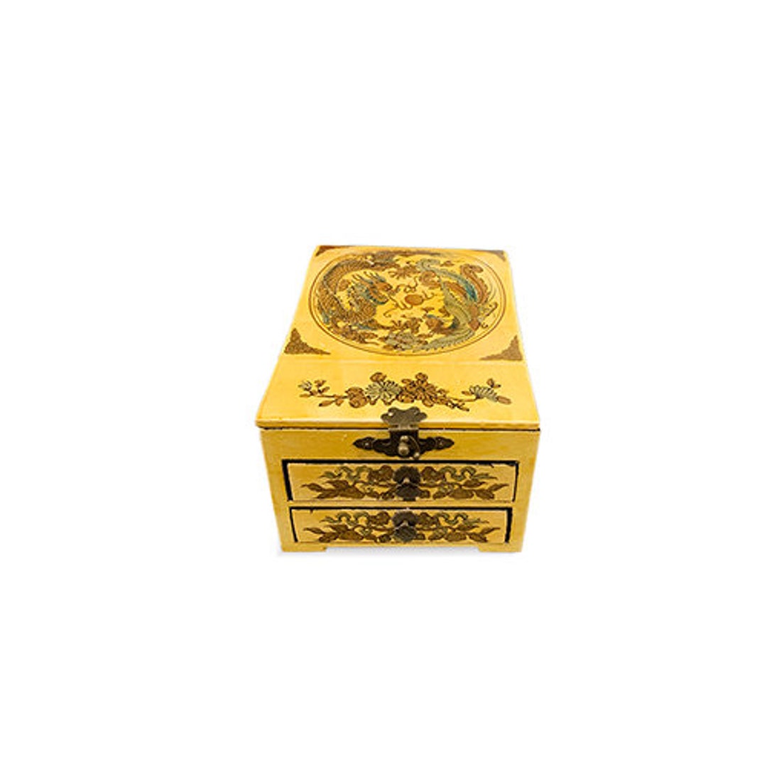 Asian Oriental Red Dragon Phoenix Jewelry Box - Etsy