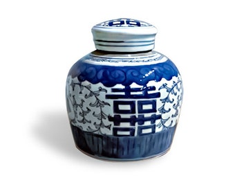 Asian Blue & White 6.5"H Indoor/Outdoor Porcelain Ginger Jar