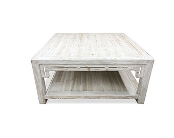 Whitewashed square 2024 coffee table