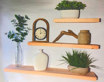 Solid Wood Rustic Timber Floating Shelf