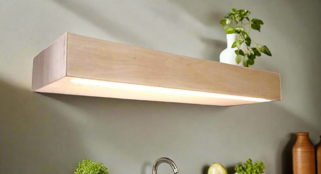 LED Light Wood Floating Shelf - Etsy