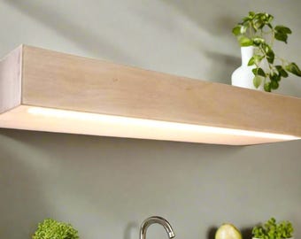 LED Light Wood Floating Shelf