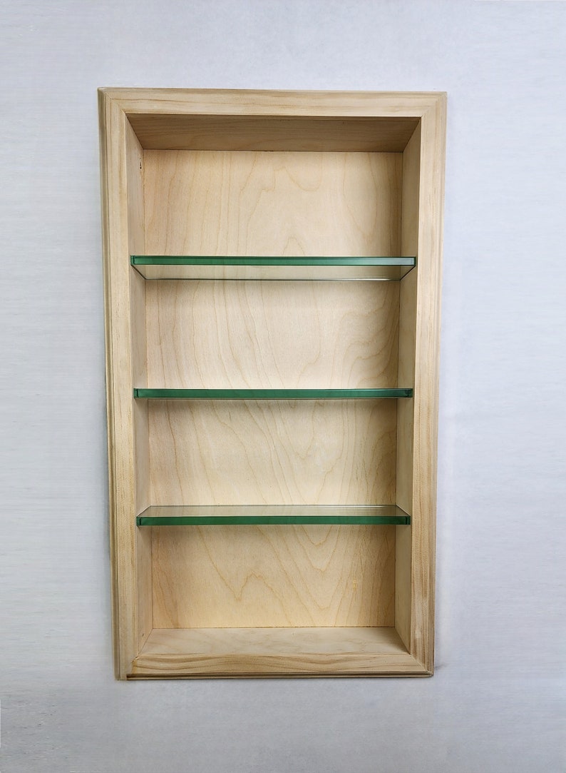 Recessed Wall Storage With Glass Shelves 24 X 14 Etsy