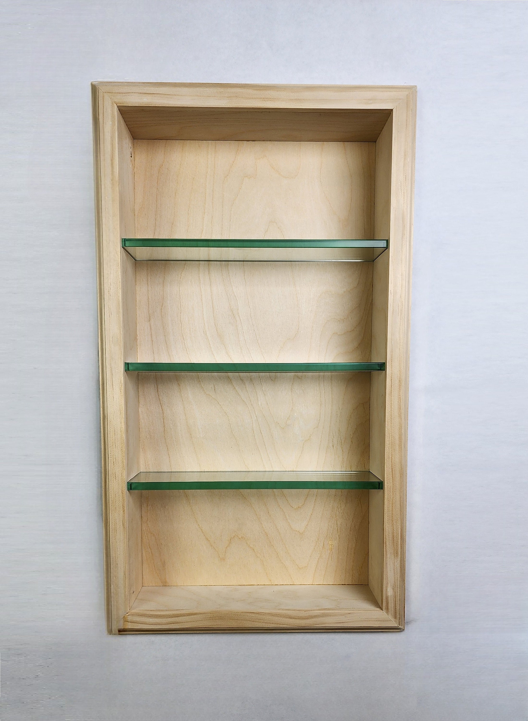 Recessed Wall Storage With Glass Shelves 24 X 14 Etsy