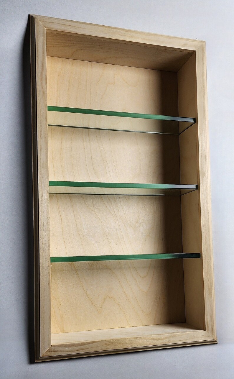 Recessed Wall Storage With Glass Shelves 24 X 14 Etsy
