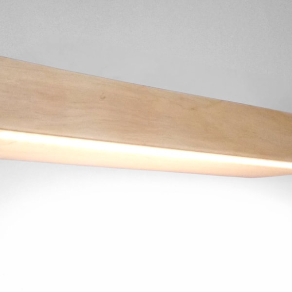 LED Light Wood Frame Floating Shelf