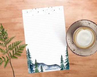 Stationery set letter envelope sheets write Boreal forest forest stars Stationery