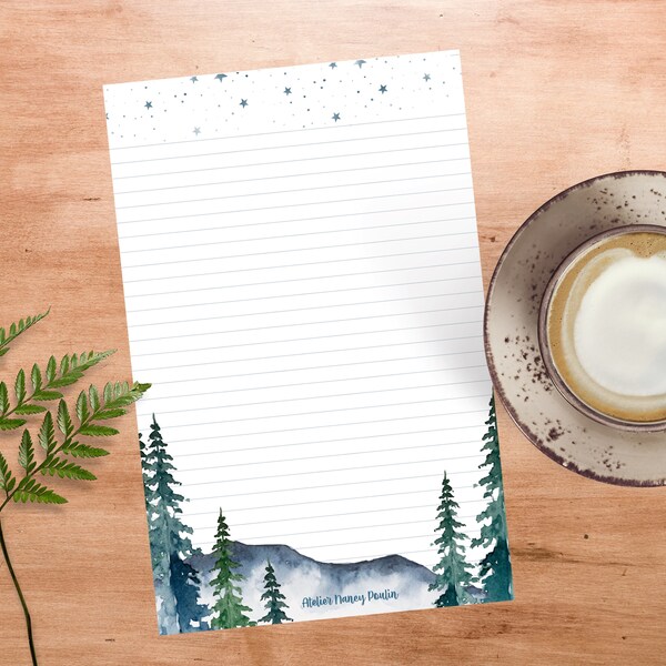 Stationery set letter envelope sheets write Boreal forest forest stars Stationery