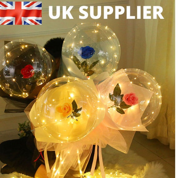 Red/Pink Rose Valentine's Day Gifts LED Luminous Balloon Rose Bouquet Valentines Birthday Party Wedding Decoration Present Balloon