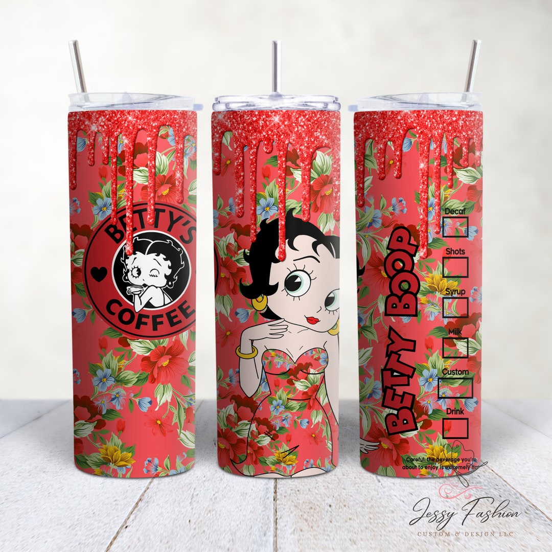 Floral Betty Boop Tumbler Cup, Betty Boop Skinny Tumbler, Betty Boop