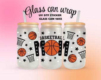 Basketball Mom uv dtf cup wrap, Mom Basketball uv dtf wrap, Basketball uv dtf transfer, uv dtf wrap