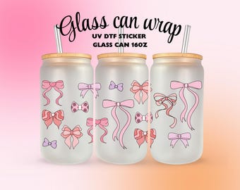Uv dtf transfer- Pink Bow | Trendy Girly bow design | Aesthetic UV decal for cups