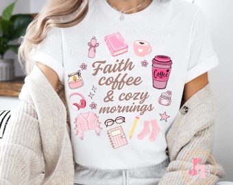 Faith coffee cozy PNG, Christian women Clipart, Faith Sublimation Design, Christian Quote, Religious T Shirt Design, Digital design
