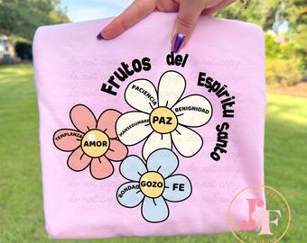 Fruits de l'espoir PNG, Clipart femme chrétienne, conception de sublimation de la foi, citation chrétienne espagnole, conception de T Shirt religieux, imprimable