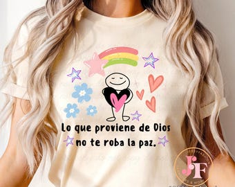Lo que proviene de Dios PNG, Christian Spanish png,  Christian Sublimation Design, Spanish Christian Quote, Religious Spanish T Shirt Design