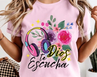 Dios escucha PNG, Christian Woman Clipart, Faith Sublimation Design, Spanish Christian Quote, Religious T Shirt Design, Printable Digital