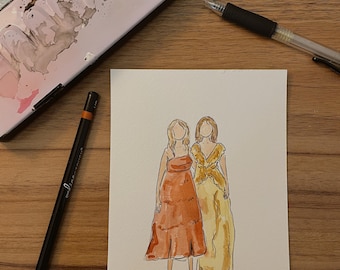 Live Watercolor Wedding Guest Portraits, Unique Favors