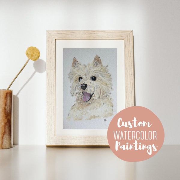 Custom Watercolor Pet Portrait | Pet Memorial Gift | Personalized Dog Cat Wall Art