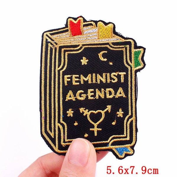 Feminist Agenda Embroidery Design Iron on Patch Decorative Badge Embroidery Gift Garment Clothing Stickers Accessories Sewing Products