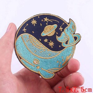 Blue whale Embroidery Patch Garment Applique Gift Decorative Iron on Badge Animal lovers Gift Clothing Accessories