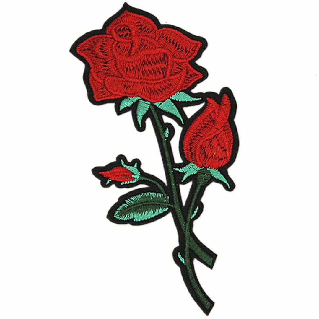 Large Rose Embroidered Patch Rose Flower Heat Transfer Patch Etsy