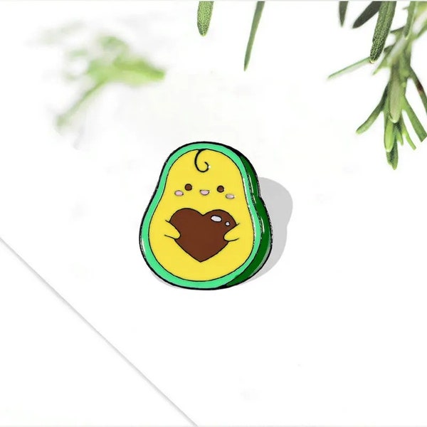 Love you Avocado Heart Shaped Enamel Pinback Button Brooch Clothing Accessories Decorative Jewellery Lapel Clothing Accessories Badge