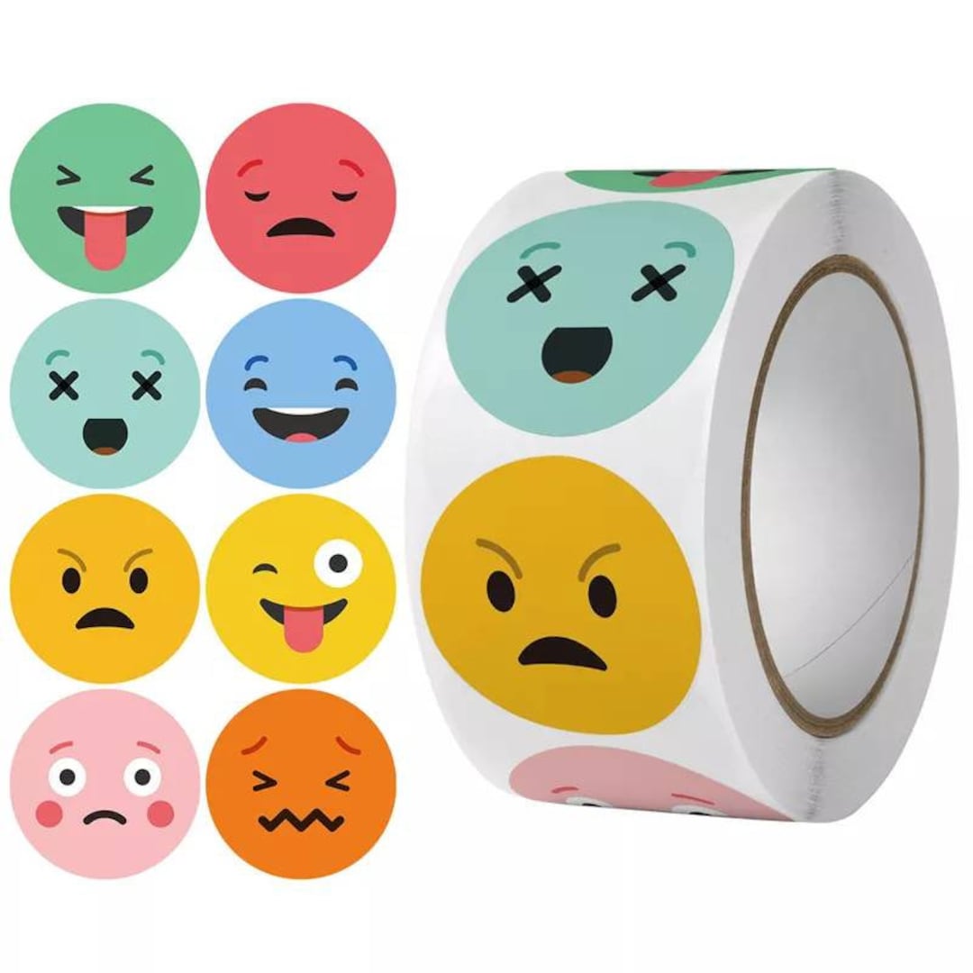 1 Inch Emoji Smiley Stickers 8 Emotions Labels Reward Stickers Etsy
