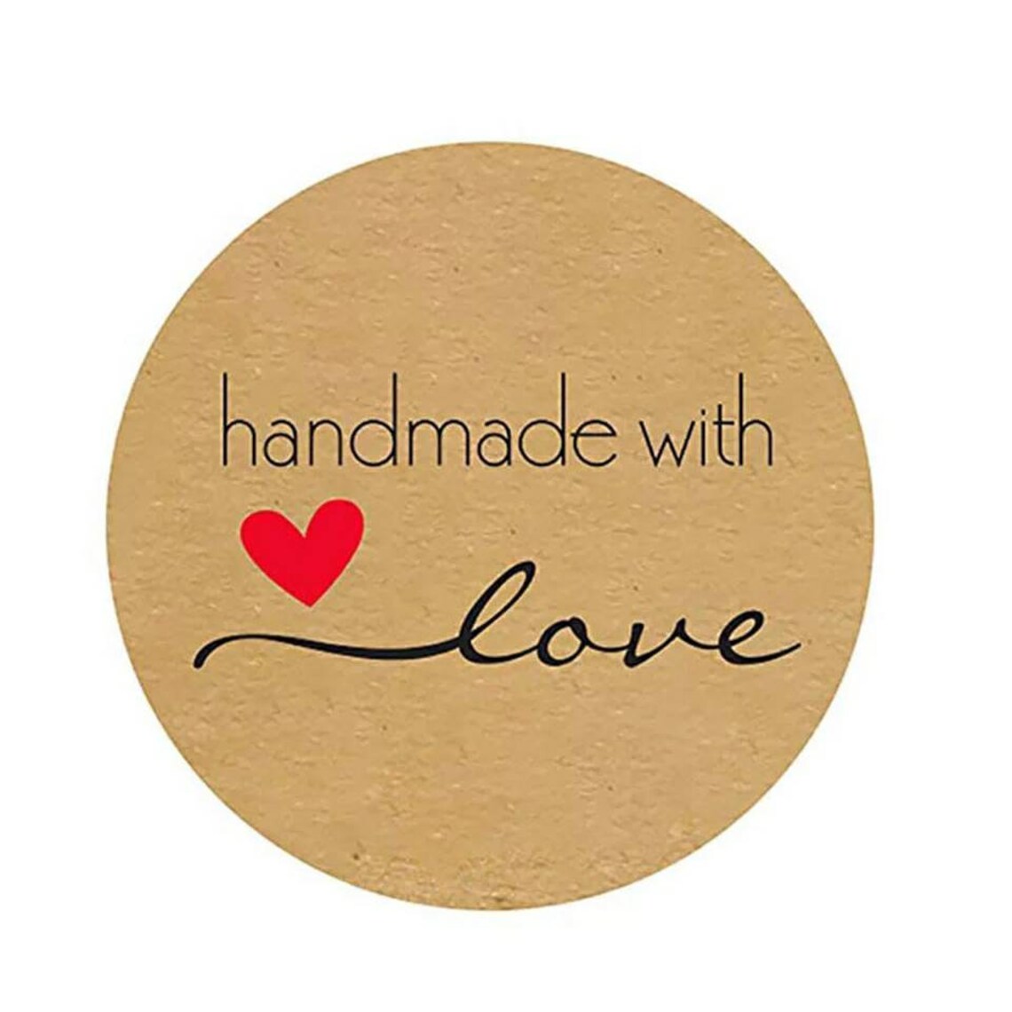 1 Inch Handmade With Love Tags Kraft Paper Stickers Adhesive Etsy UK