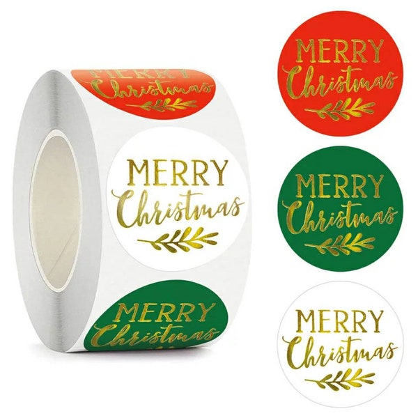 Joyeux Noël lettres dorées autocollants blanc rouge vert étiquettes étiquettes de Noël décorations emballage cadeau scellage emballage