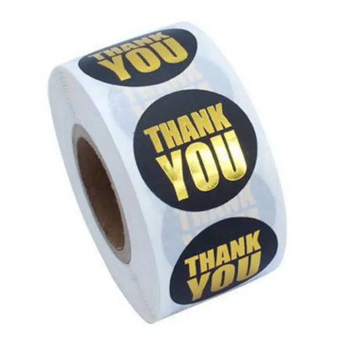 1 Inch Black Gold Thank You Stickers Tags Small Business - Etsy