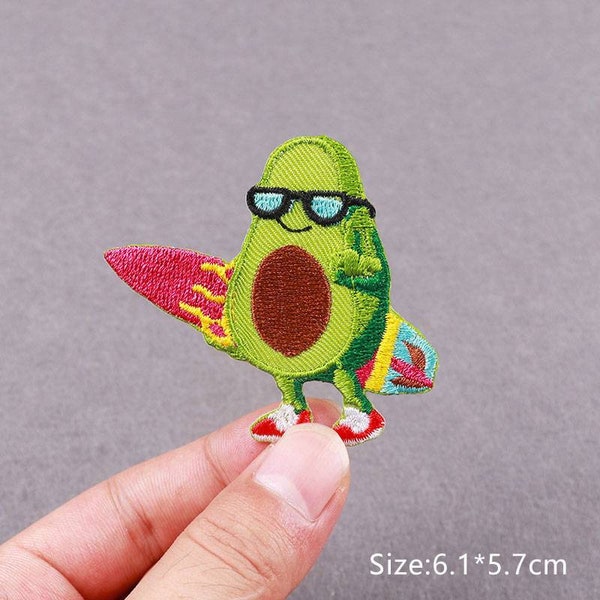 Funny Avocado Embroidery Design Green Embroidery Iron On Patches Thermo Transfer Decorative Badges Garment Clothing Applique Accessories