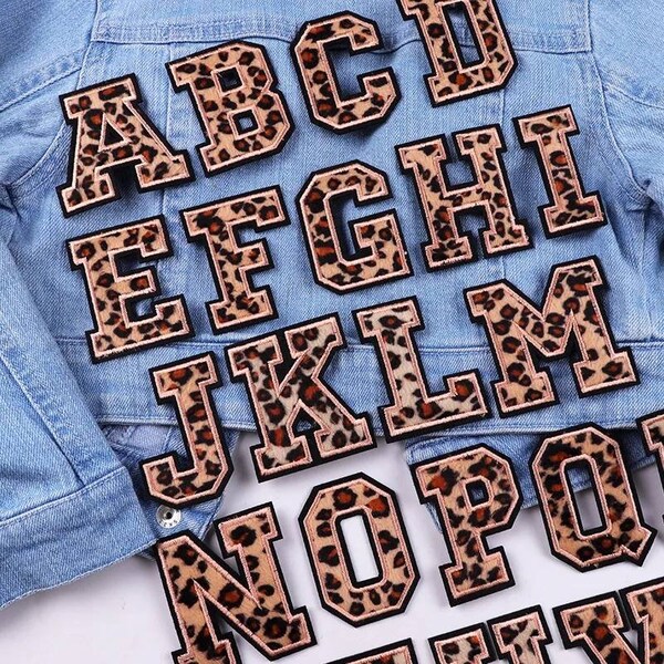 Leopard Print Letters Embroidery Design Iron on Patch Decorative Badge Embroidery Gift Garment Clothing Applique Accessories