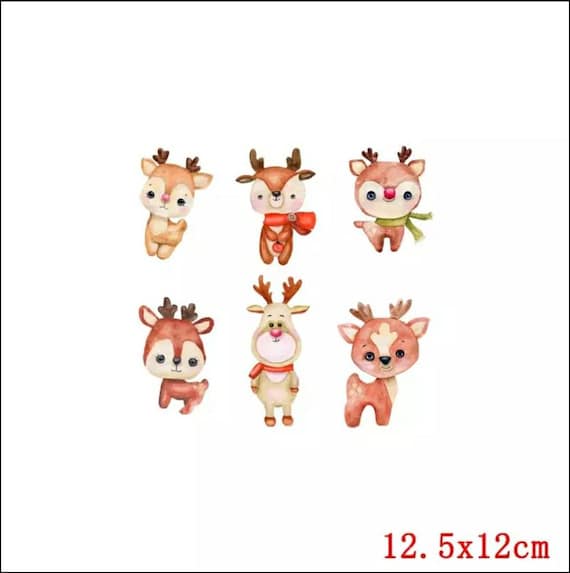 REINDEER CHRISTMAS STICKER WALL DECAL OR IRON ON HEAT TRANSFER LOT XR 