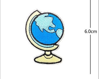 Earth Globe Patch Blue World Globe Iron on Badge DIY Embroidery Earth Applique Gift Decorative Embroidery Earth Lovers Gift